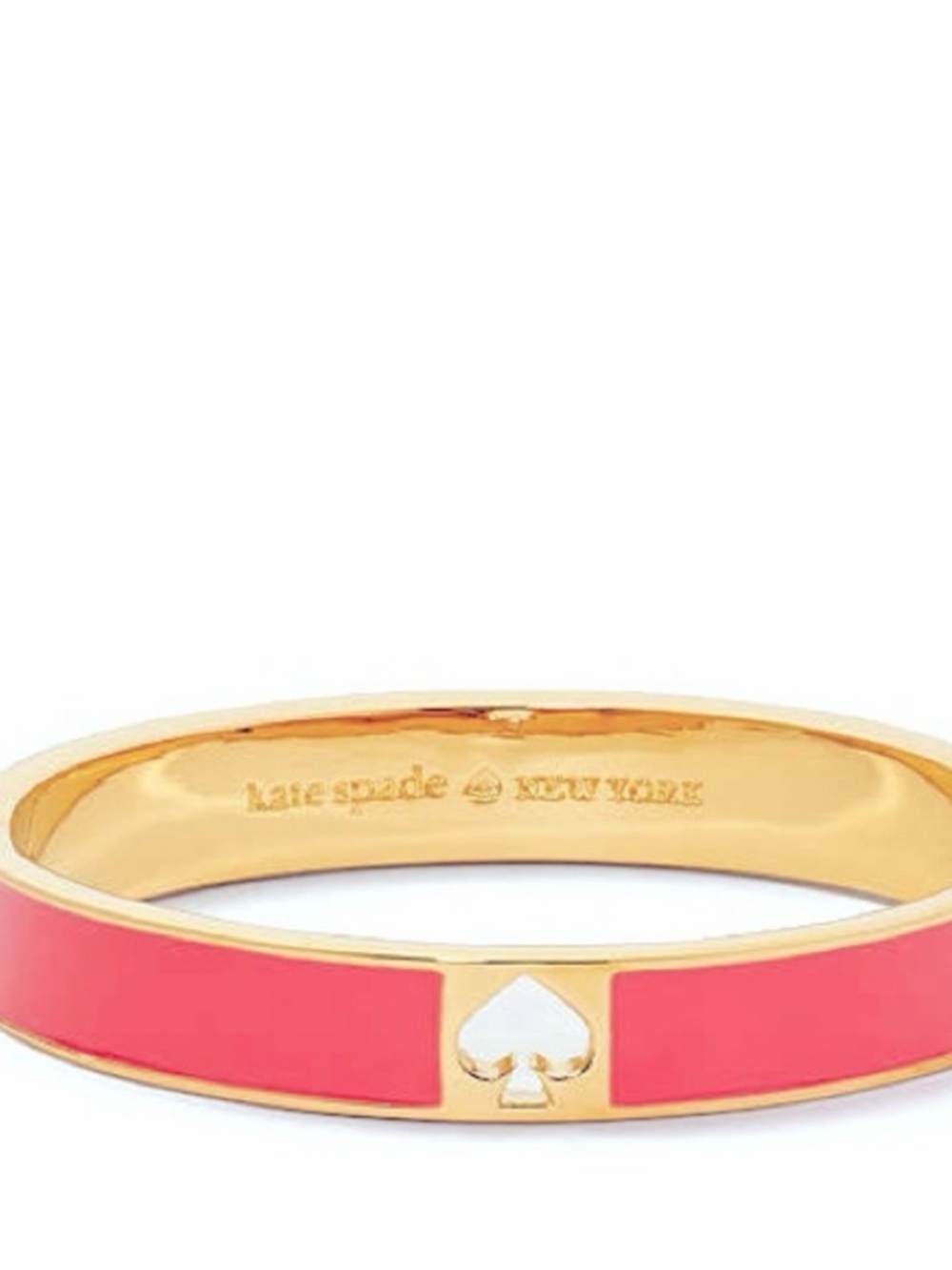 Kate ♠️ Spade✨Coral✨Hole Punch✨Wide Enamel✨Bangle Bracelet